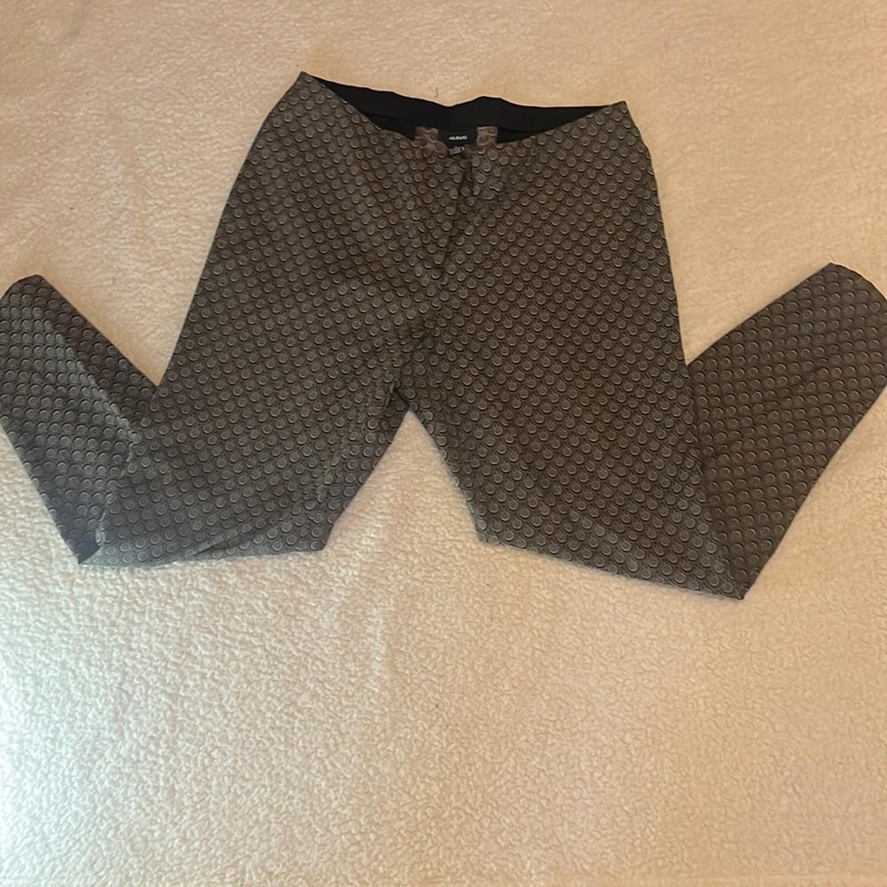 Alfani print pants gold & blk sz 16 st leg comfort waistband poly/rayon/spandex